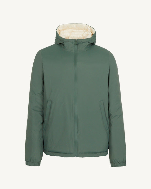 Doudoune réversible à capuche Vert céladon/Argile Bergen 2.0