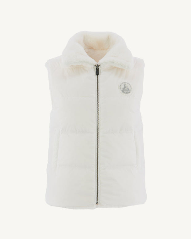 Doudoune avec des cristaux Swarovski®️ sans manches réversible Grand Froid Blanc Daria